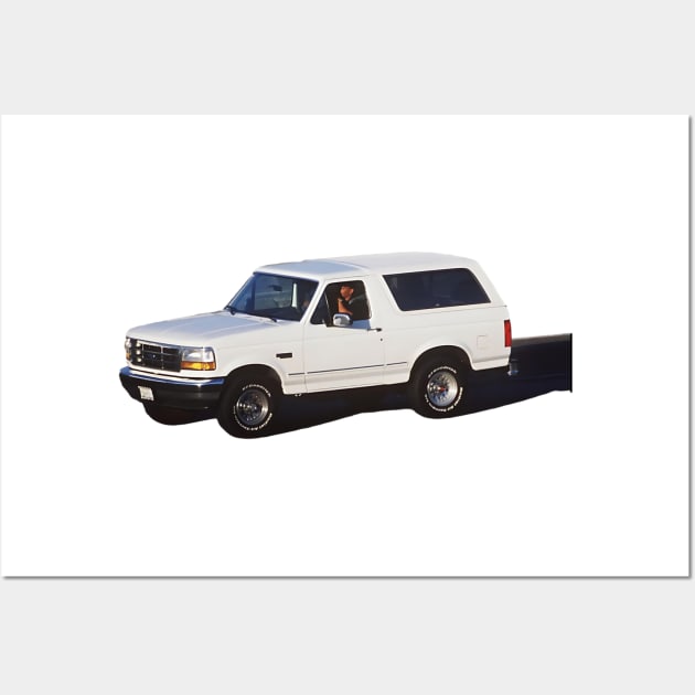 OJ - White Ford Bronco Wall Art by BodinStreet